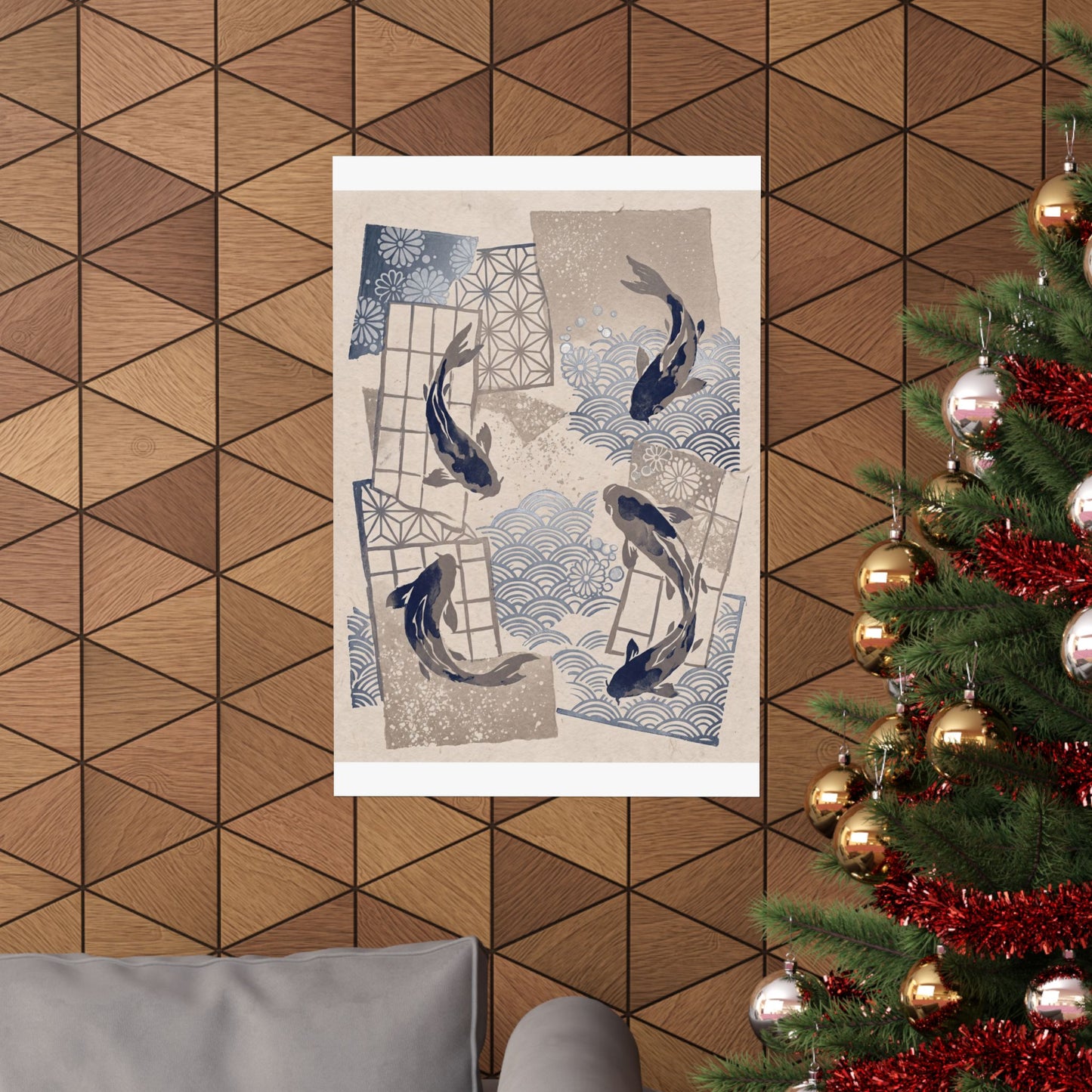Seijaku Koi Pond Wall Art Print - Japandi Japanese Pattern