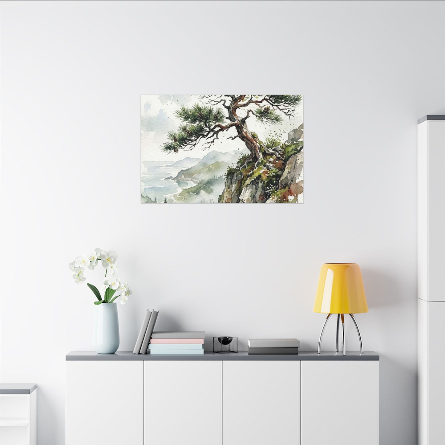 Pine Tree Spring Canvas Art | Japandi Neutral Design