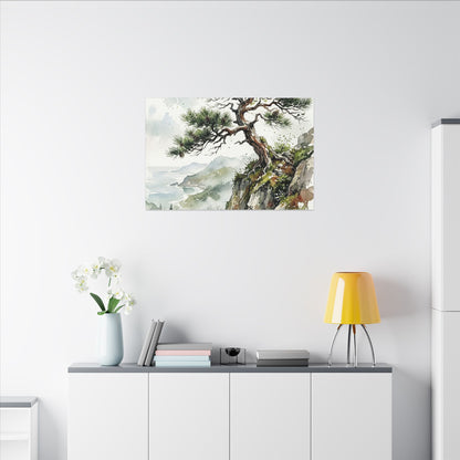 Pine Tree Spring Canvas Art | Japandi Neutral Design