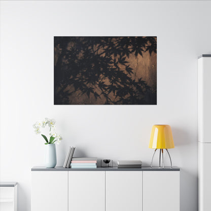 Shadow Play Autumn Canvas Art | Dark Japandi Atmospheric Design