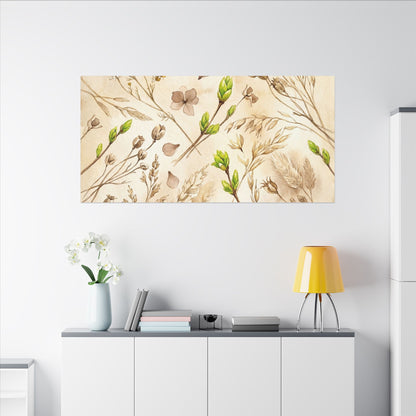 Spring Dried Flowers Watercolor Canvas Art | Earthy Decor