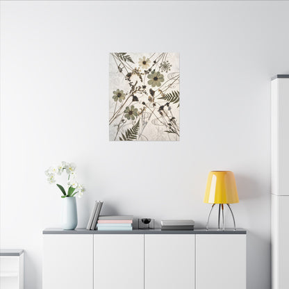 Japandi Dried Flowers in Golden Hour | Japanese Pattern Canvas Art