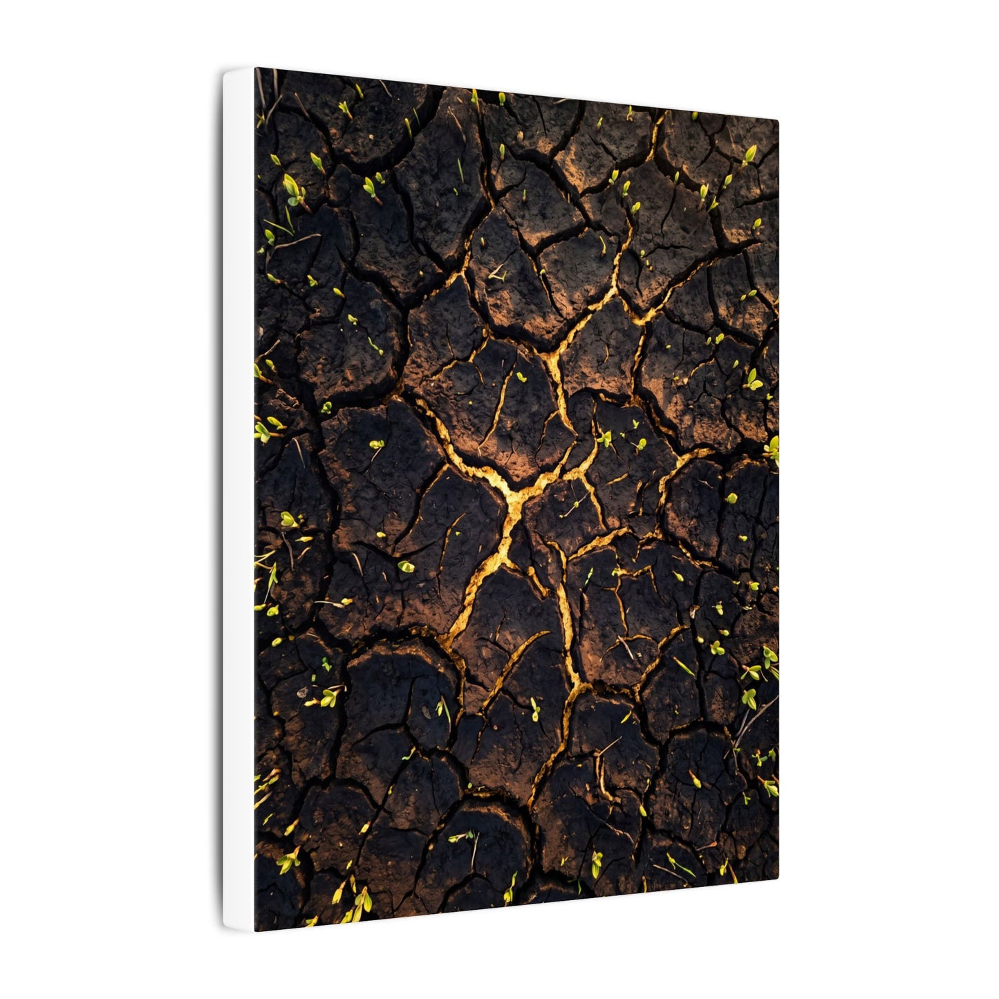 Cracked Earth Moody Minimal Canvas Art | Sophisticated Dark Japandi Art