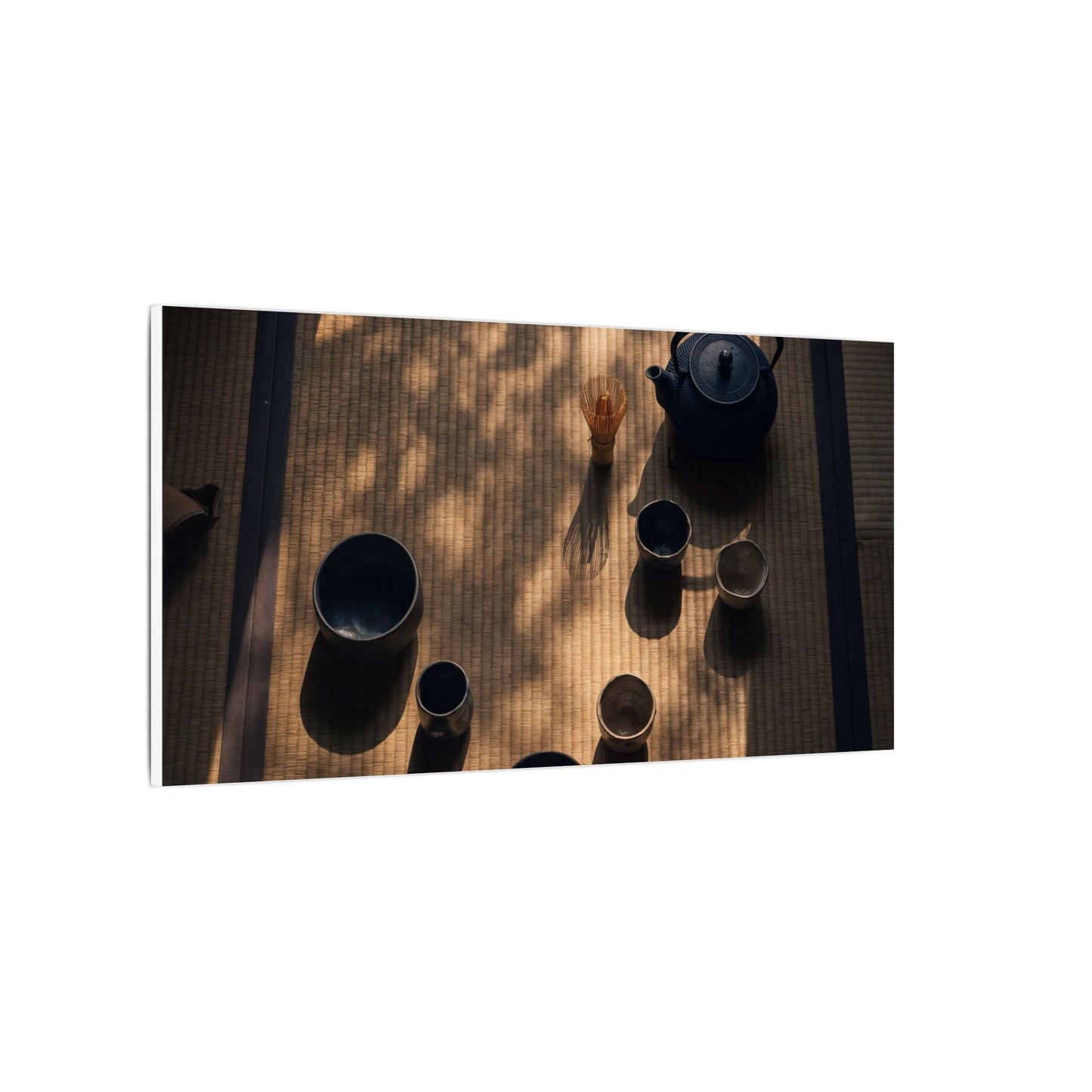 Shibui Tea Ceremony Canvas Art - Dark Japandi Shadow Zen