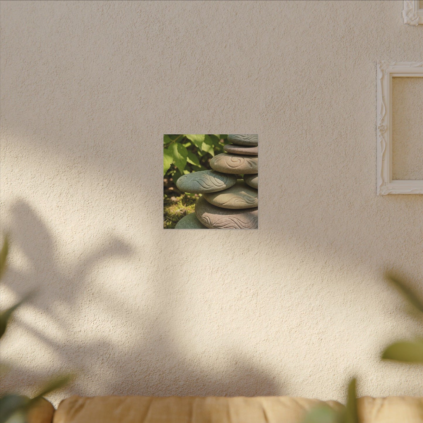River Stones Summer Canvas Art | Japandi Earthy Design