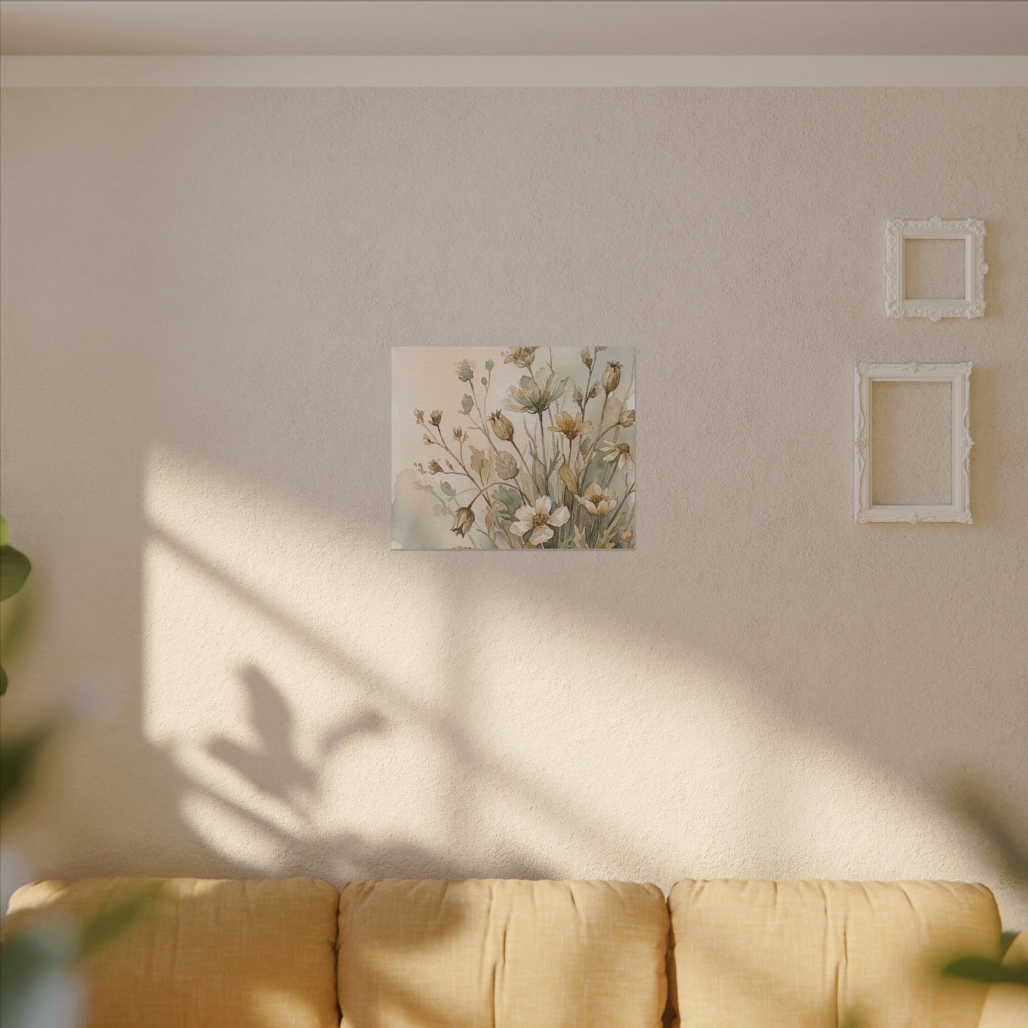 Summer Dried Flowers Watercolor Canvas Art | Elegant Decor