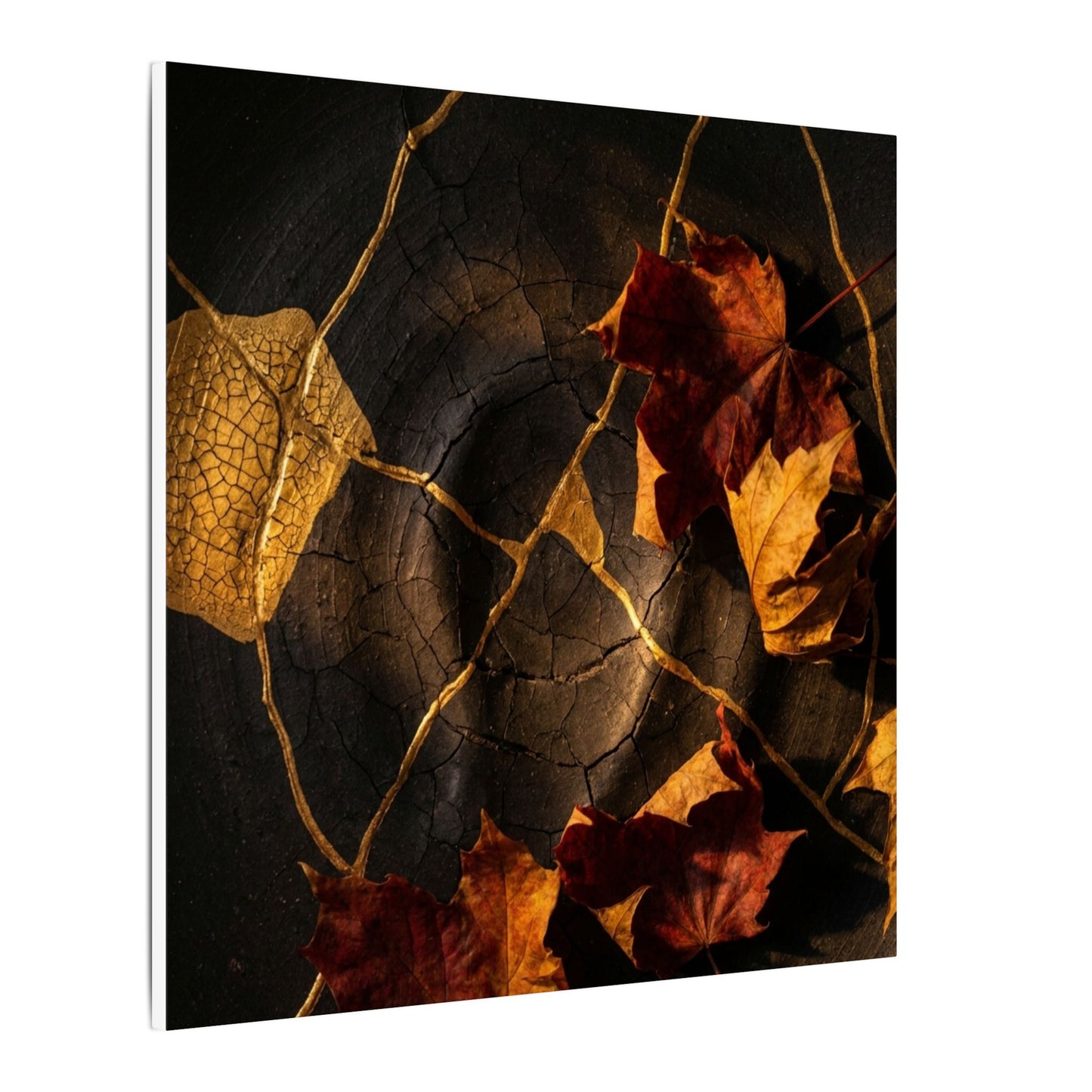Resilient Shadow Play Canvas Art - Crackle Gold Kintsugi