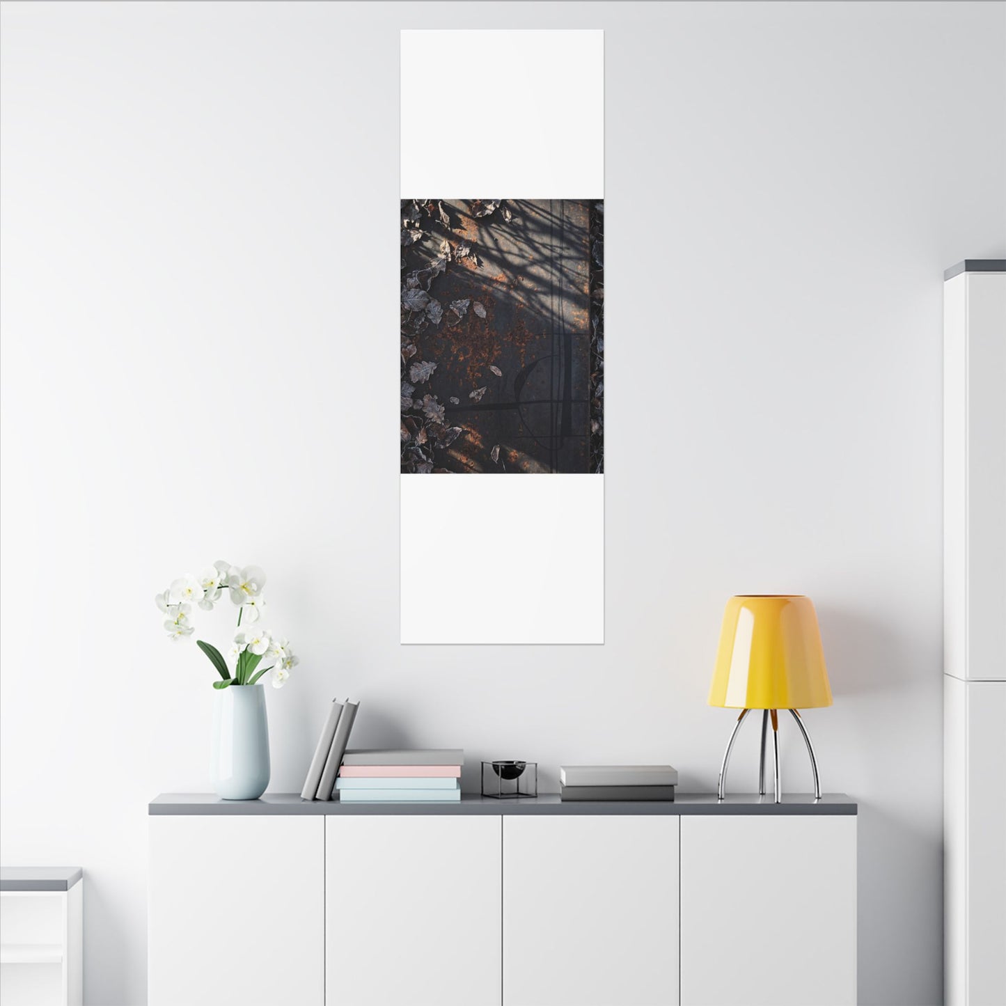Shibui Rust Patina Canvas Art - Dark Japandi Charcoal Ink