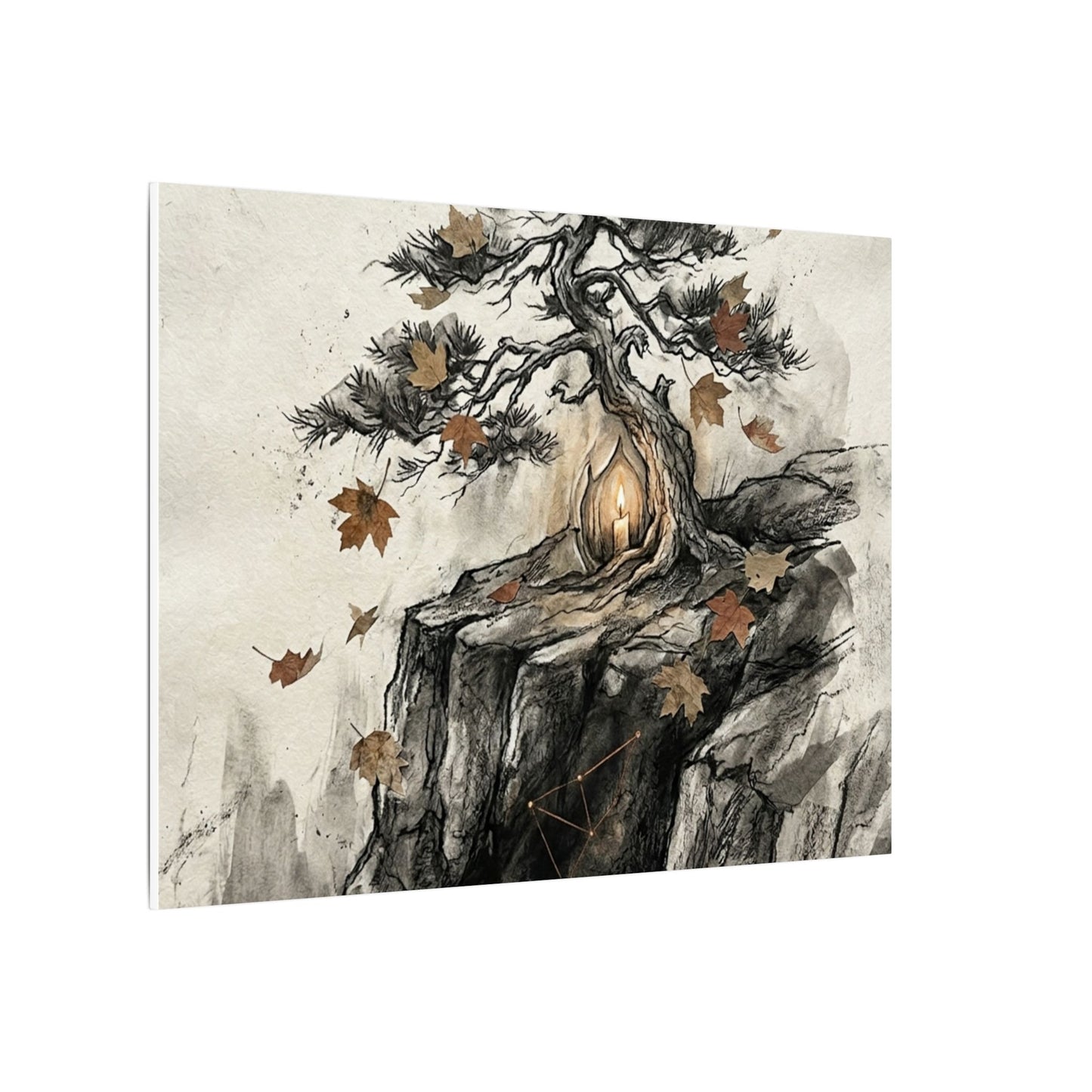 Pine Tree Autumn Canvas Art | Japandi Earthy Design