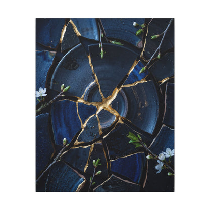 Moonlight Broken Pottery Canvas Art - Kintsugi Fukinsei
