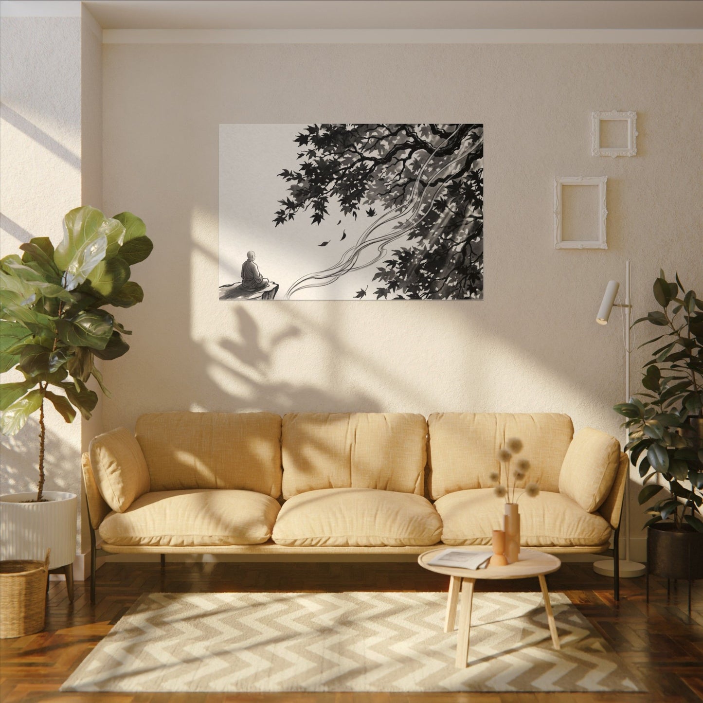 Serene Incense Smoke Canvas Art - Ukiyo E Inspired Zen