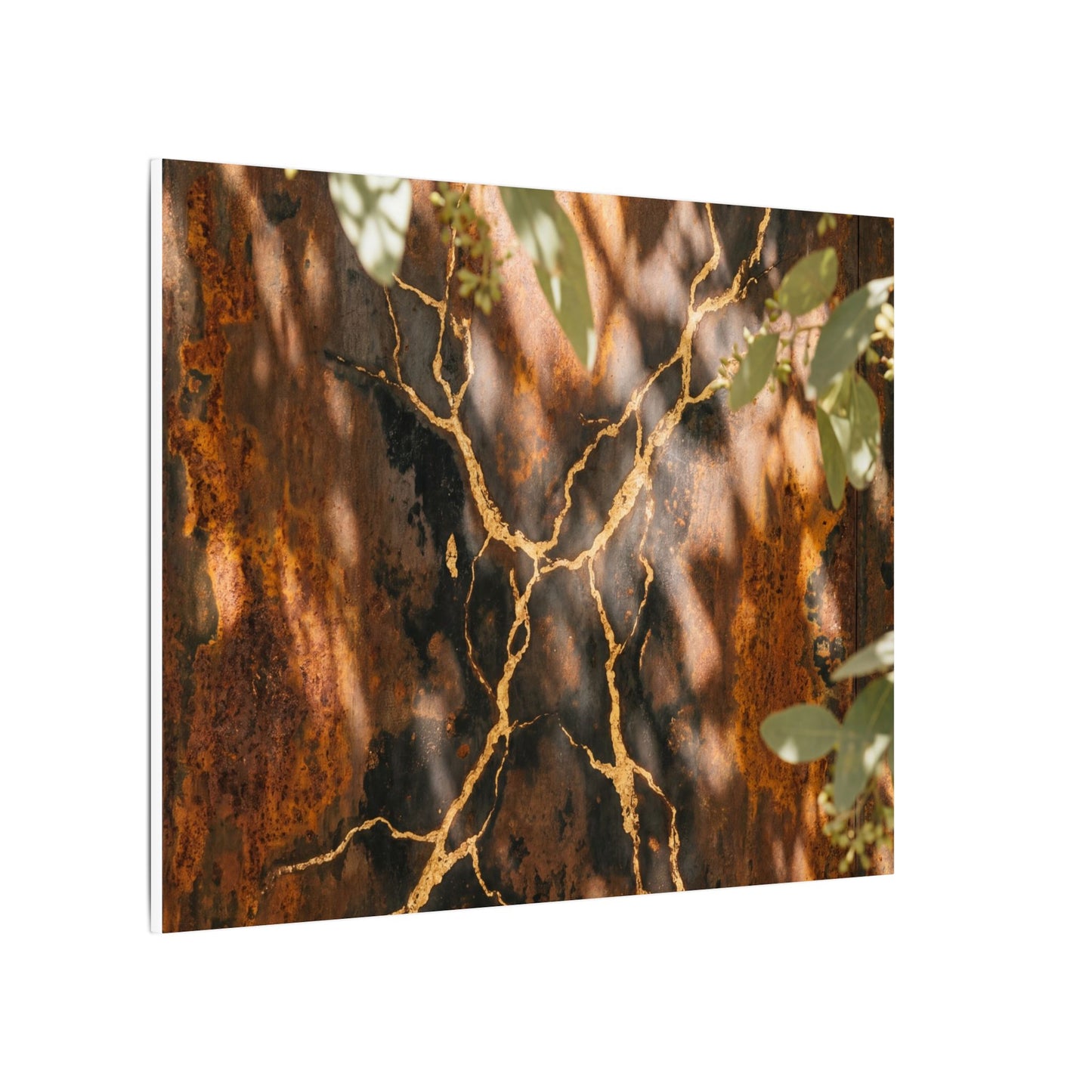 Kanso Rust Patina Canvas Art - Kintsugi Gold Vein