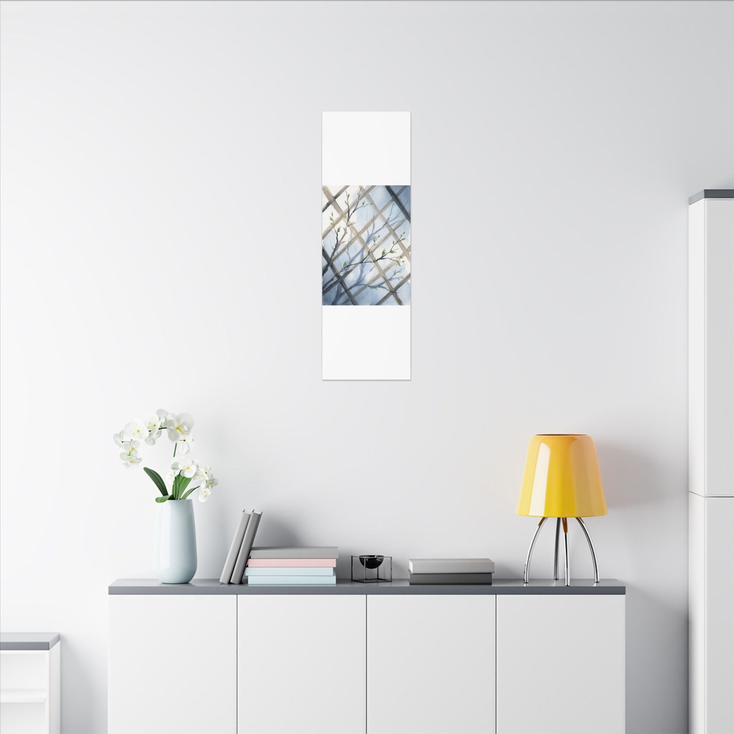 Shoji Screen Canvas Art | Spring Japandi Watercolor Art