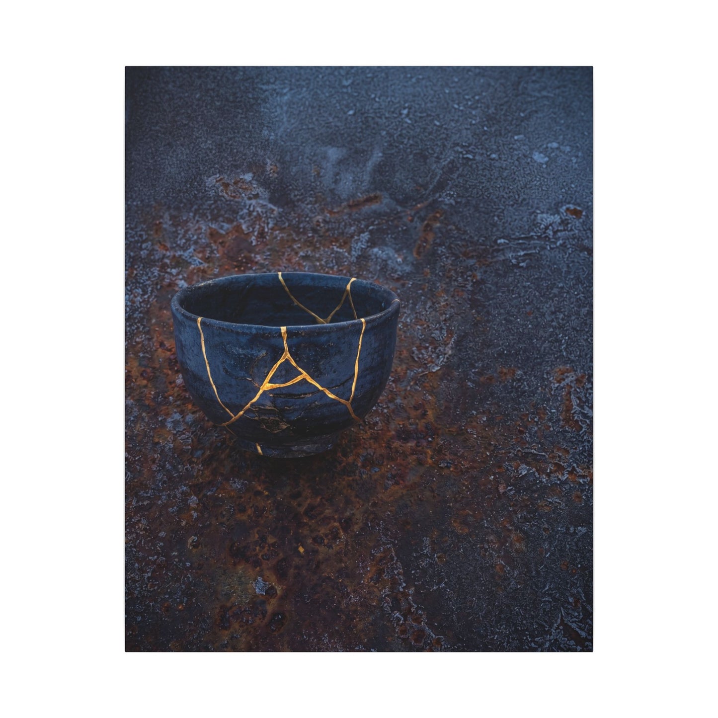 Rust Patina Winter Canvas Art | Kintsugi Healing Design