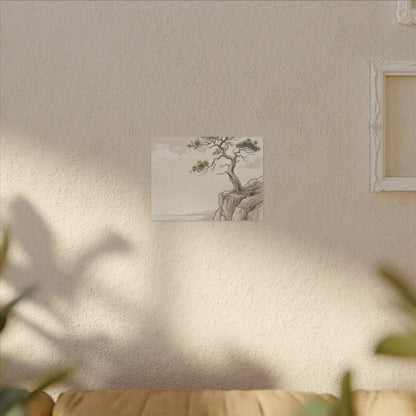 Japandi Pine Tree in Dappled | Minimal Line Canvas Art