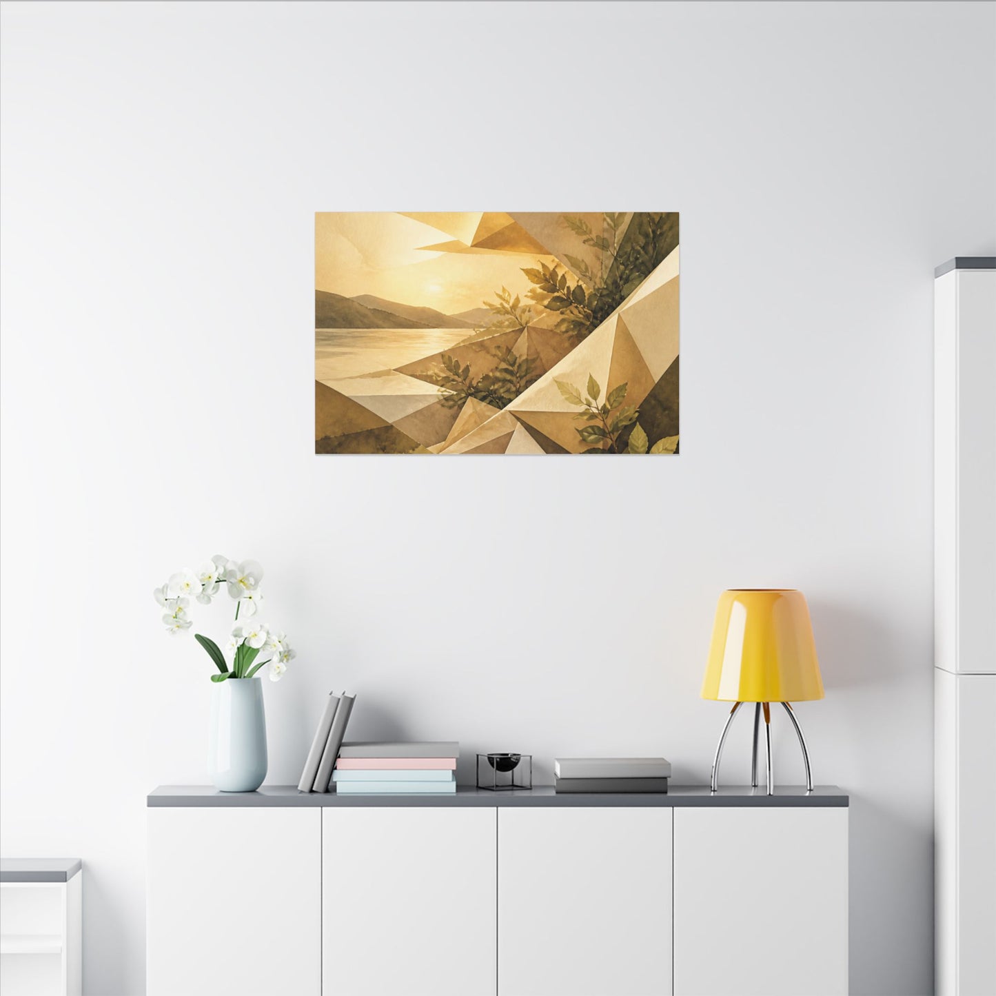 Golden Hour Paper Fold Canvas Art - Japandi Ma