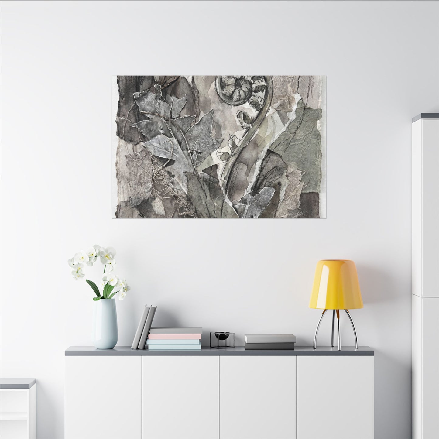 Japandi Fern Unfurling in Overcast | Texture Canvas Art