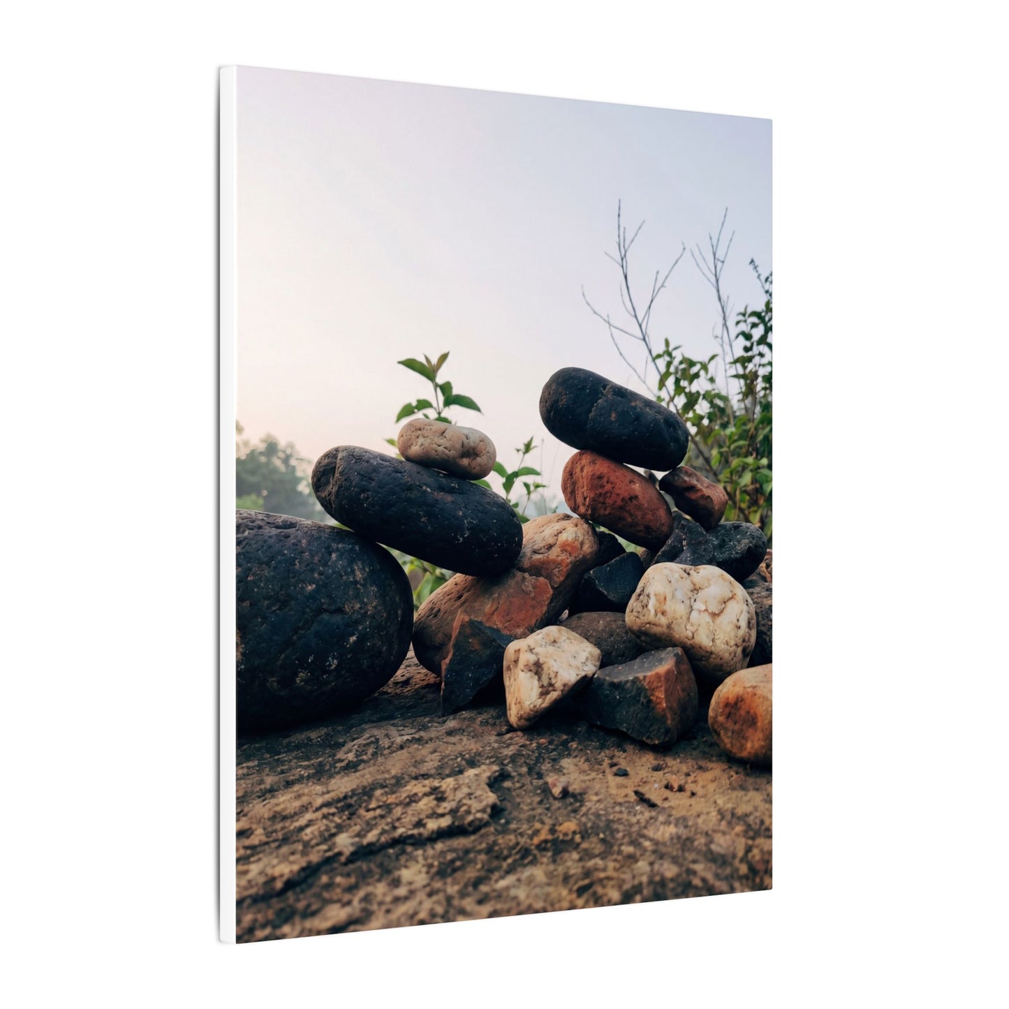 River Stones Canvas Art | Spring Kintsugi Broken Beauty Art