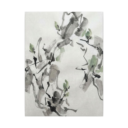 Zen Ink Brushstroke in Overcast | Sumi E Canvas Art