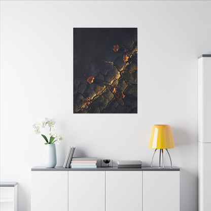Cracked Earth Canvas Art | Autumn Dark Japandi Dark Texture Art