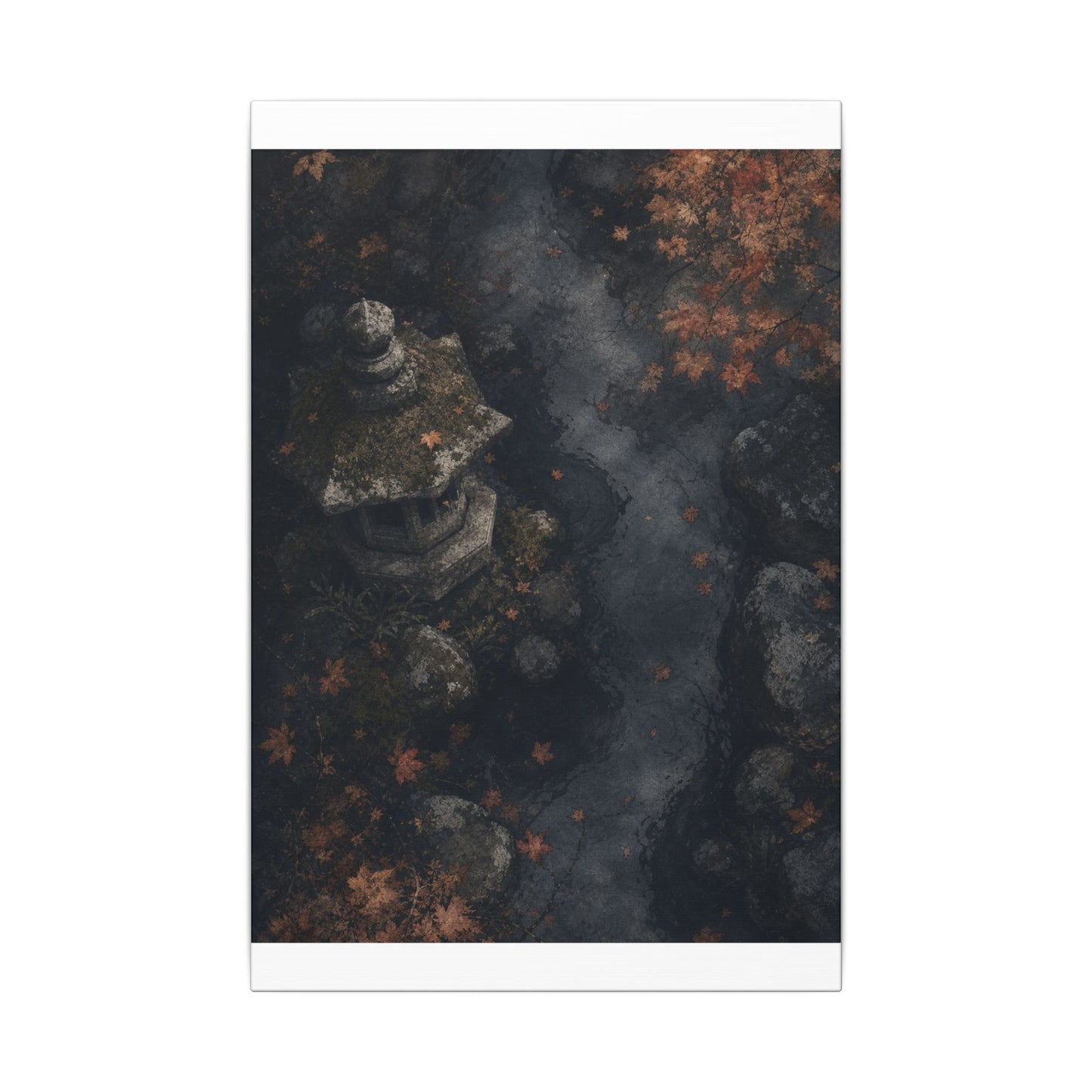 Stone Lantern Canvas Art | Autumn Japandi Texture Art