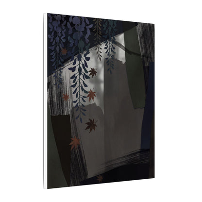 Wisteria Autumn Canvas Art | Dark Japandi Moody Design