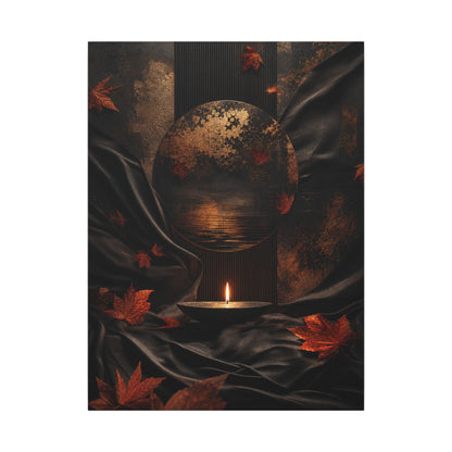Silk Drape Autumn Canvas Art | Dark Japandi Moody Design