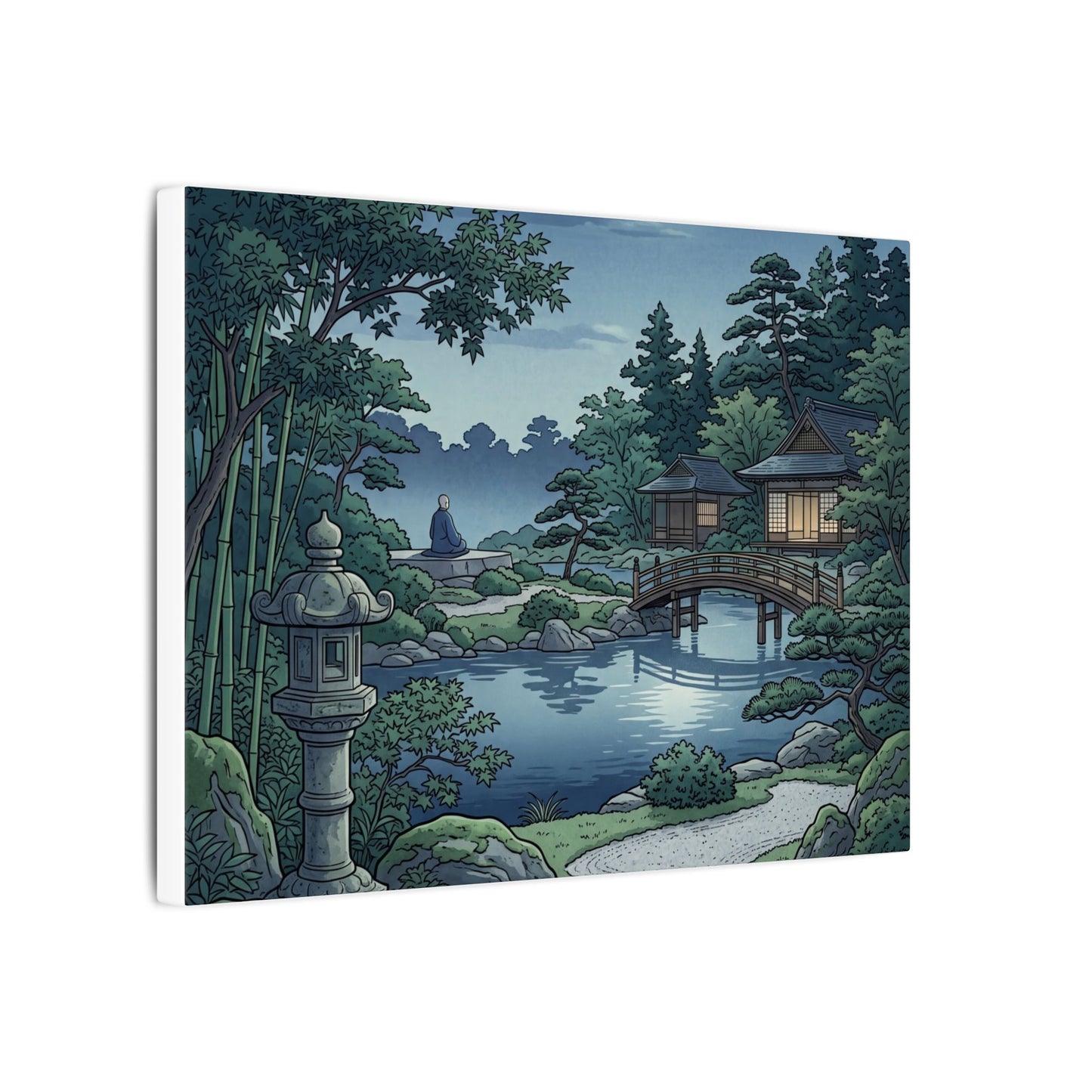 Summer Moonlit Garden Ukiyo E Inspired Canvas Art | Serene Decor