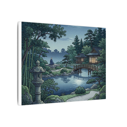 Summer Moonlit Garden Ukiyo E Inspired Canvas Art | Serene Decor