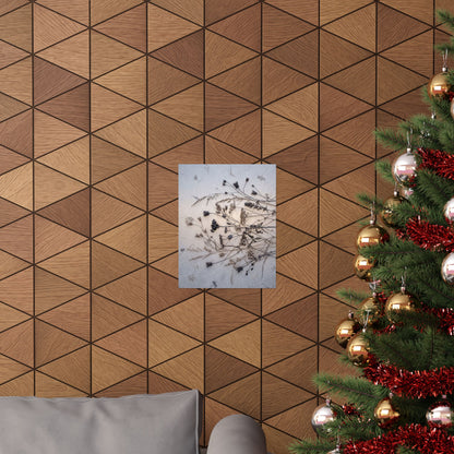 Winter Dried Flowers Japanese Pattern Wall Art Print | Warm Decor