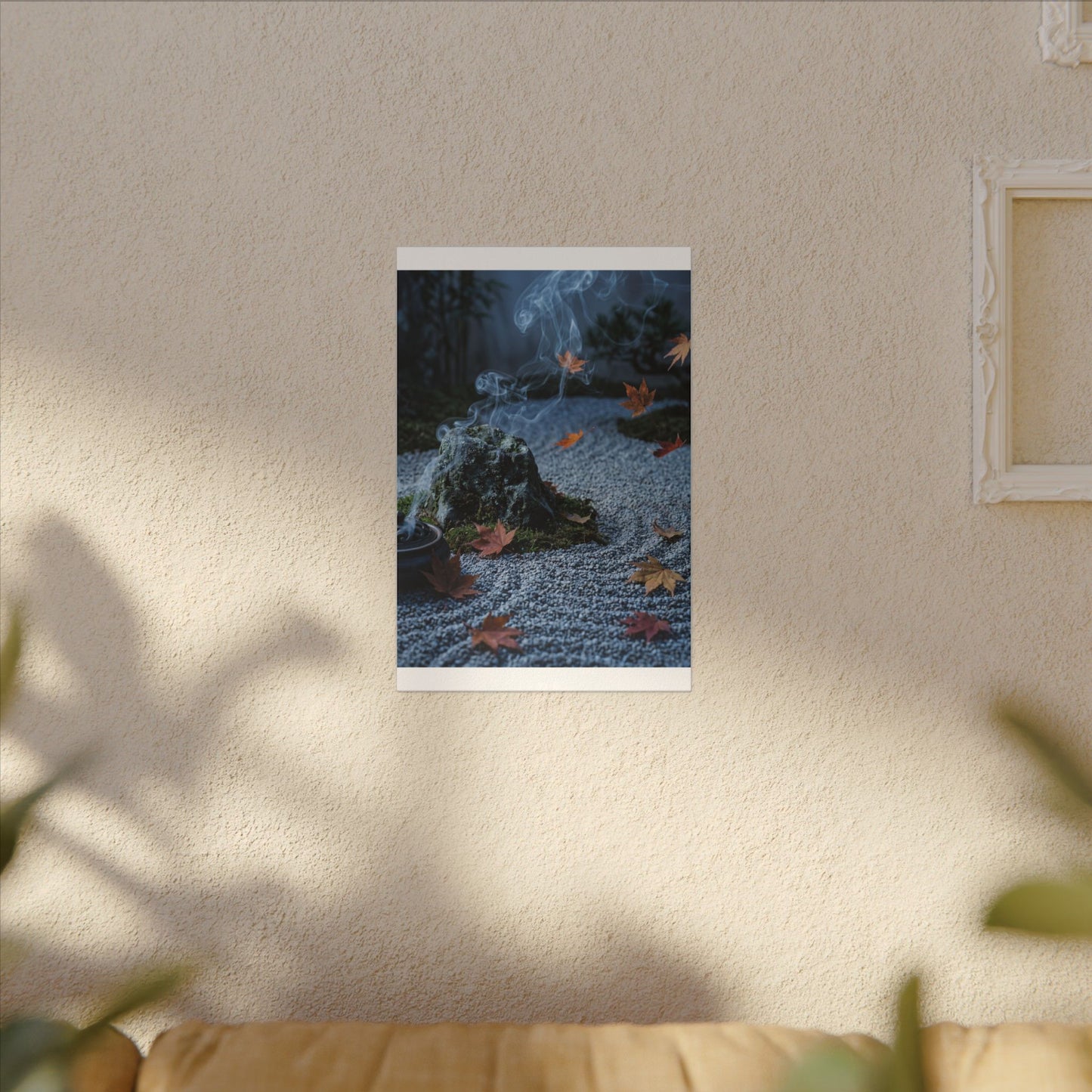 Autumn Incense Smoke Karesansui Canvas Art | Calm Decor