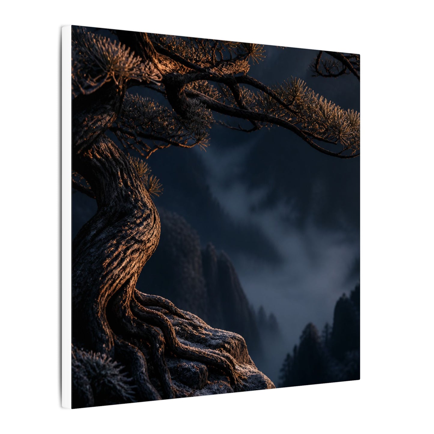 Bold Pine Tree Canvas Art - Shadow Zen Dark Japandi