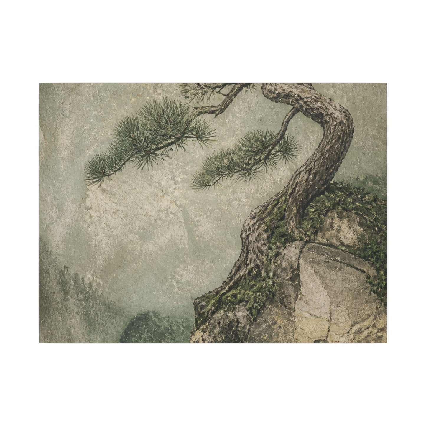 Fukinsei Pine Tree Canvas Art - Japandi Texture