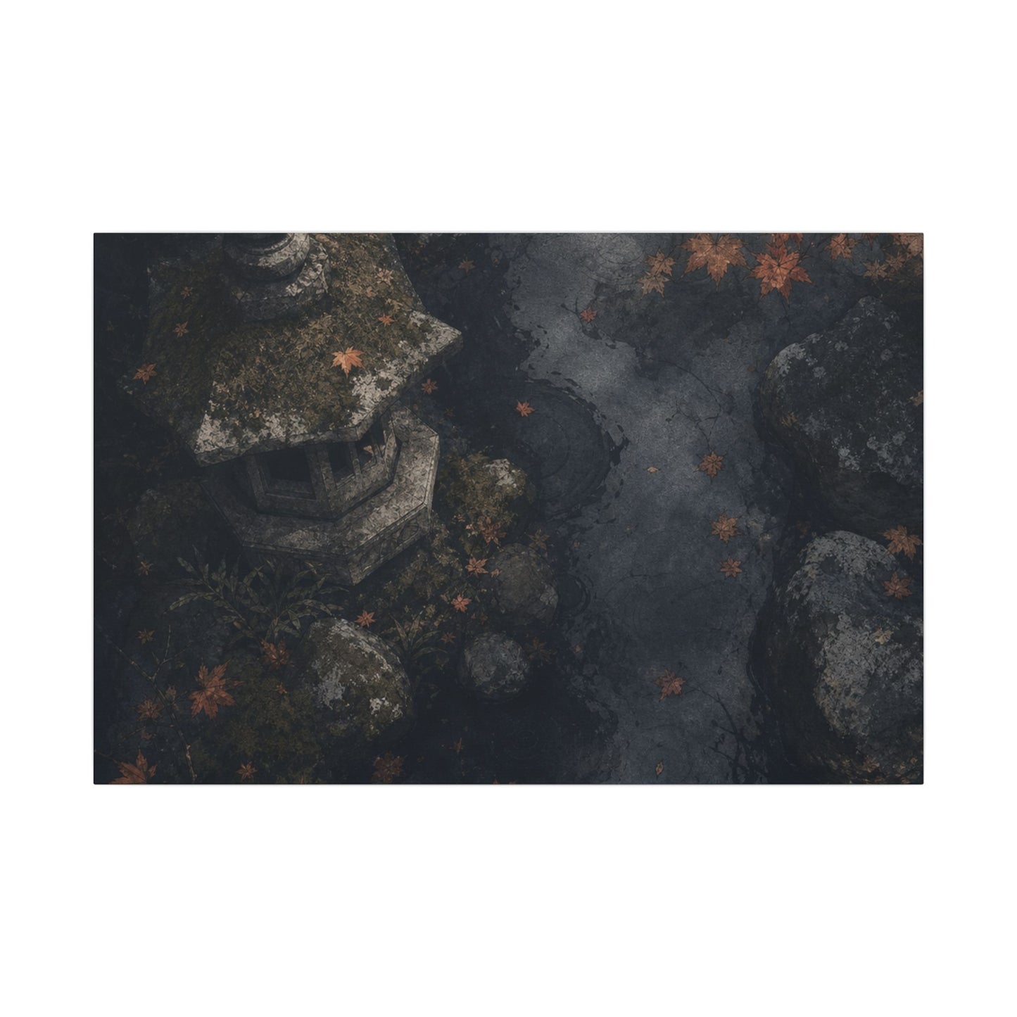 Stone Lantern Canvas Art | Autumn Japandi Texture Art