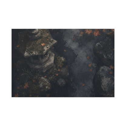 Stone Lantern Canvas Art | Autumn Japandi Texture Art