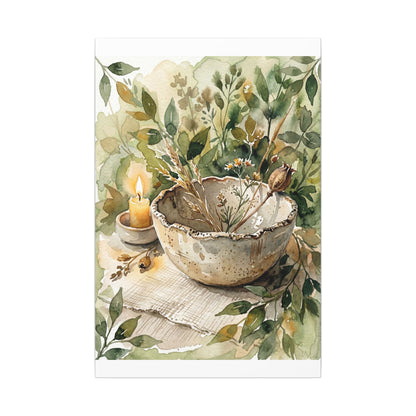 Ceramic Bowl Summer Canvas Art | Japandi Elegant Design