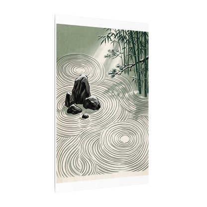 Shibui Rock Garden Canvas Art - Zen Ukiyo E Inspired