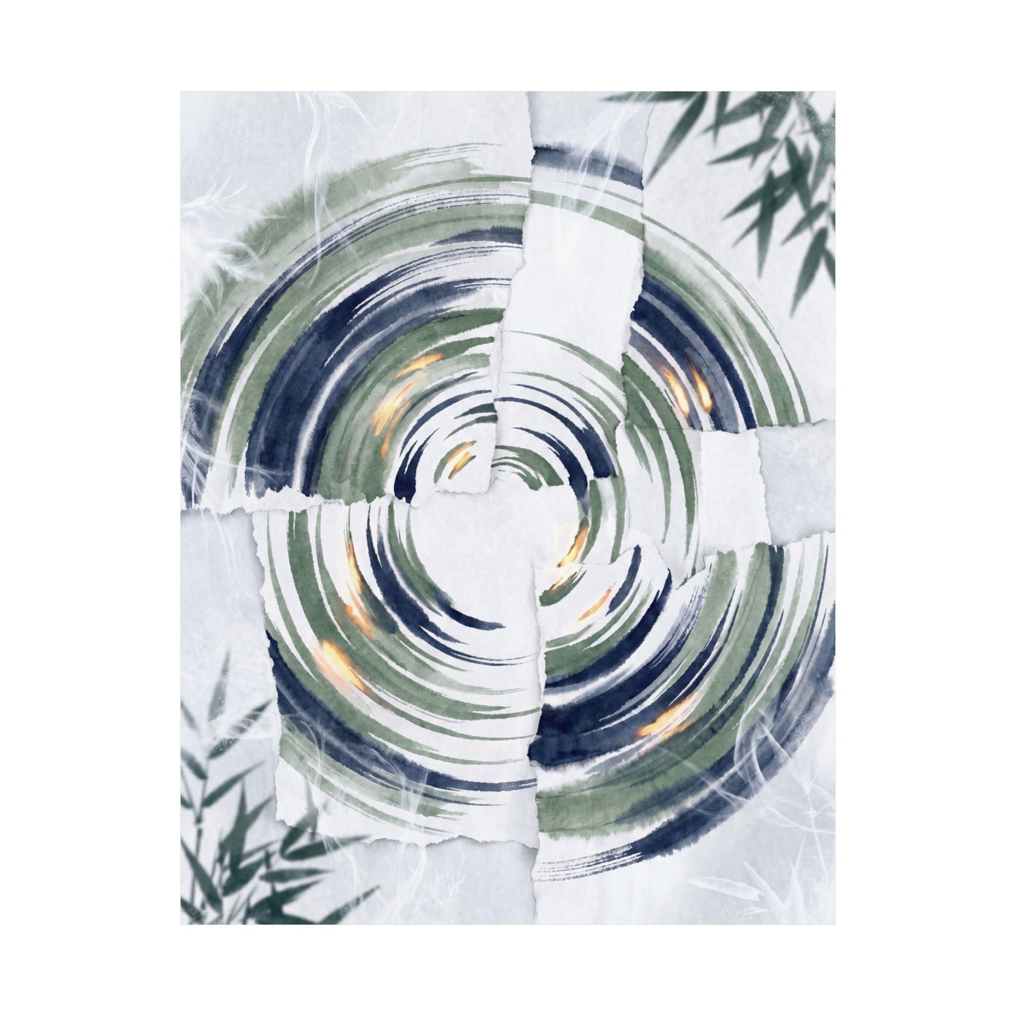 Serene Water Ripple Wall Art Print - Sumi E Zen