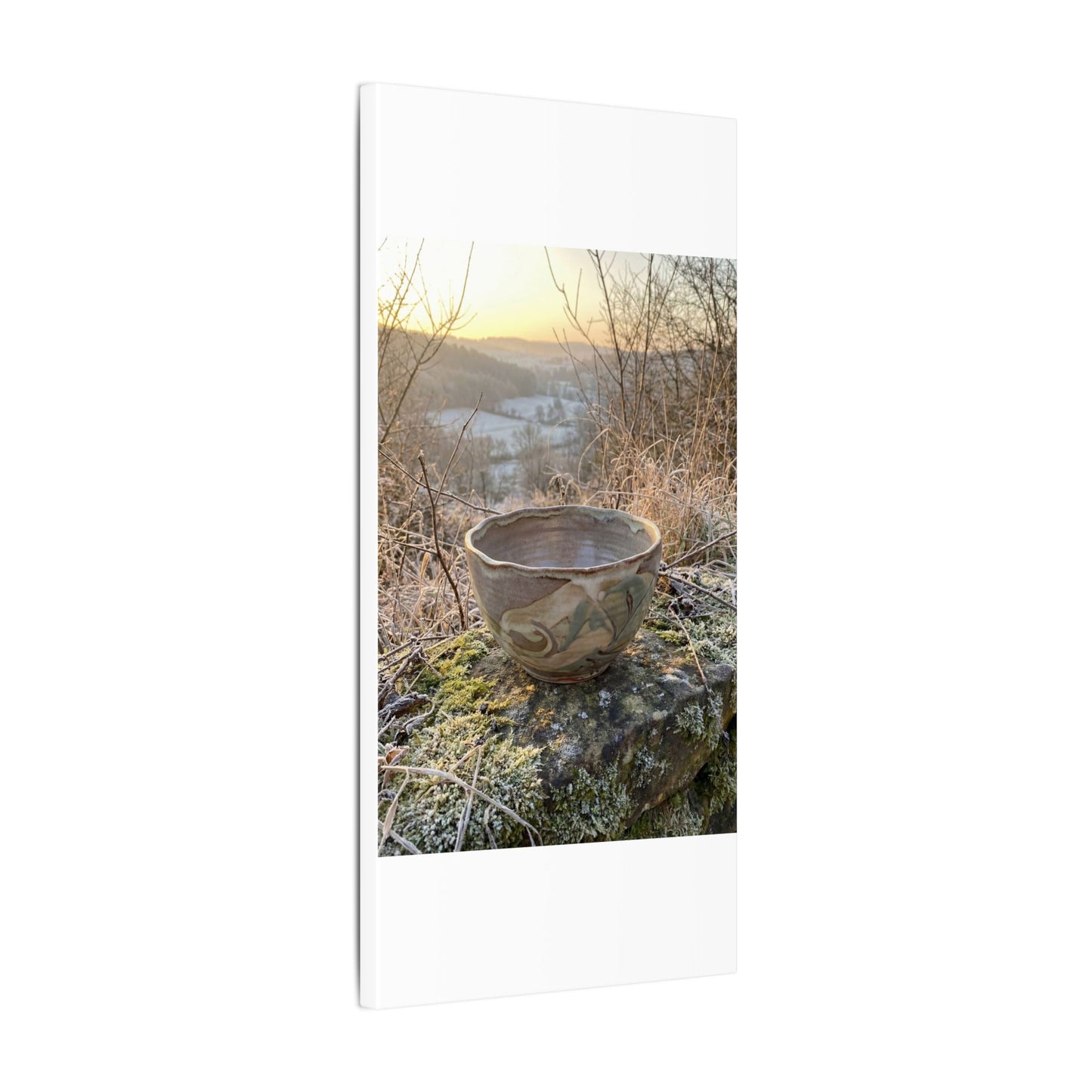 Golden Hour Ceramic Bowl Canvas Art - Japandi Shibui