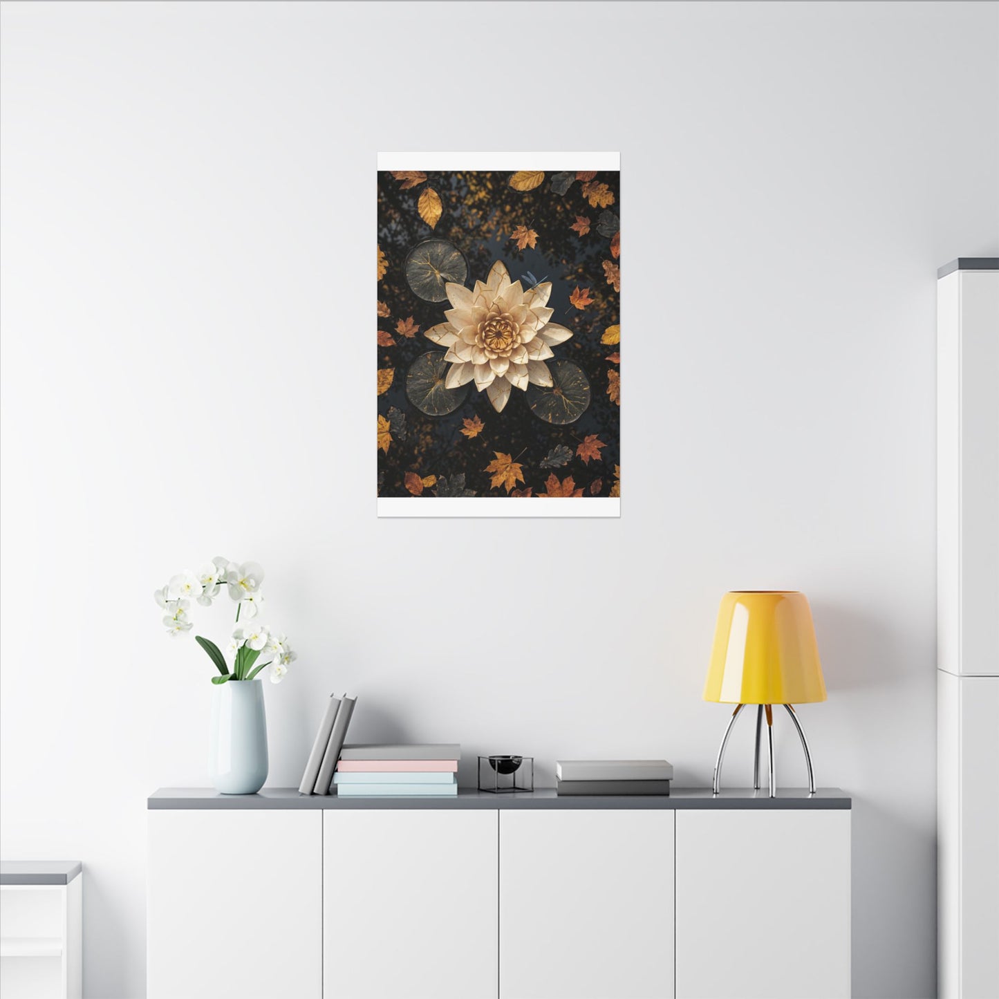 Kintsugi Lotus Flower in Dappled | Gold Repair Canvas Art