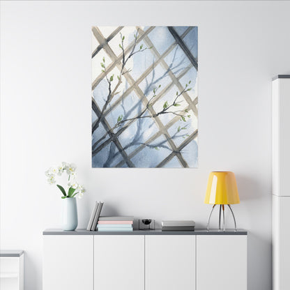Shoji Screen Canvas Art | Spring Japandi Watercolor Art