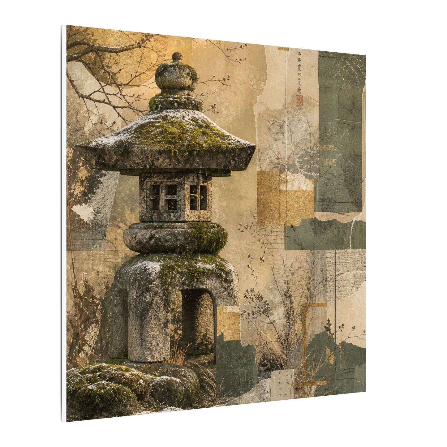 Elegant Stone Lantern Canvas Art - Texture Japandi
