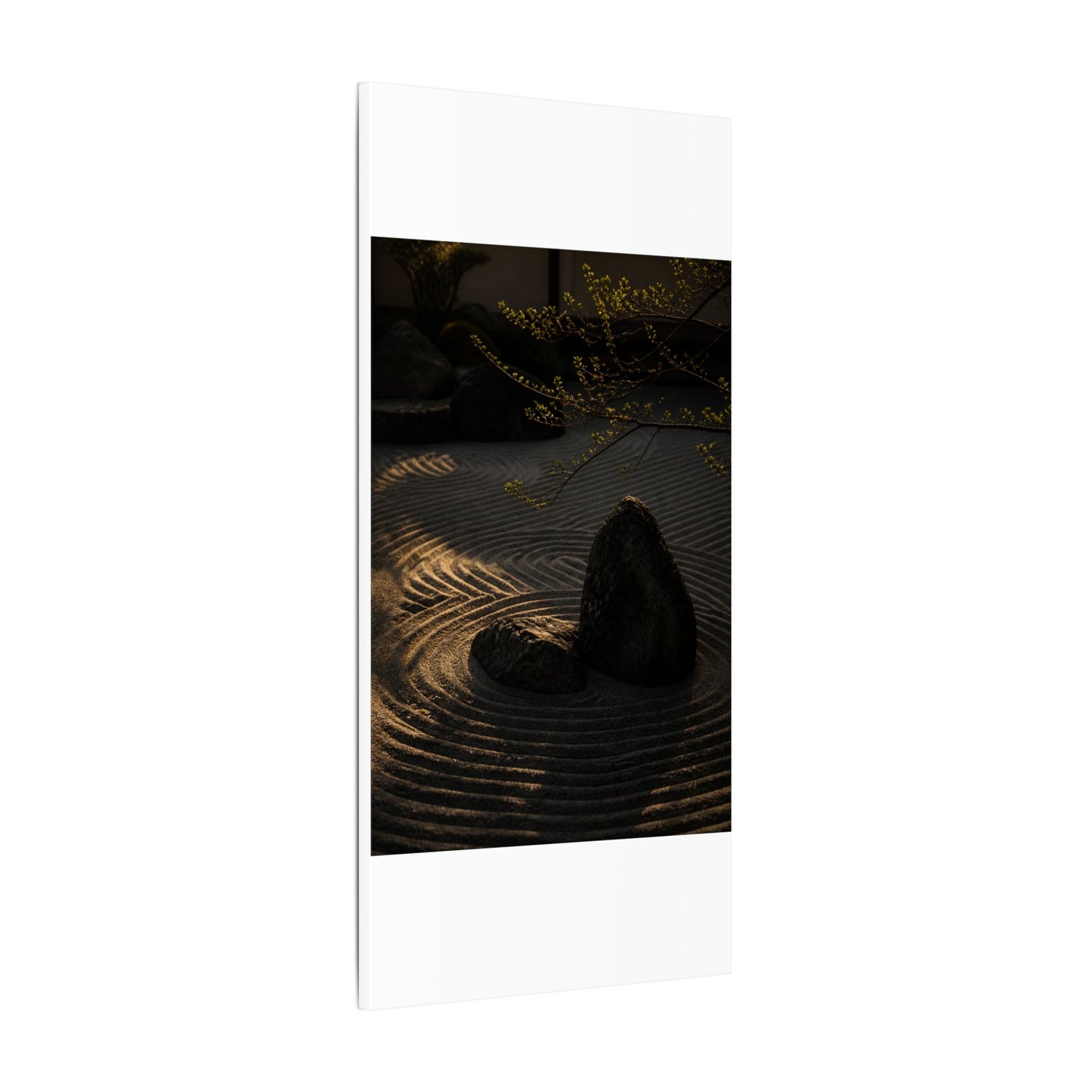 Ma Rock Garden Canvas Art - Dark Japandi Shadow Zen