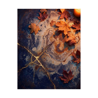 Kintsugi Rust Patina in Candlelight | Gold Vein Wall Art Print