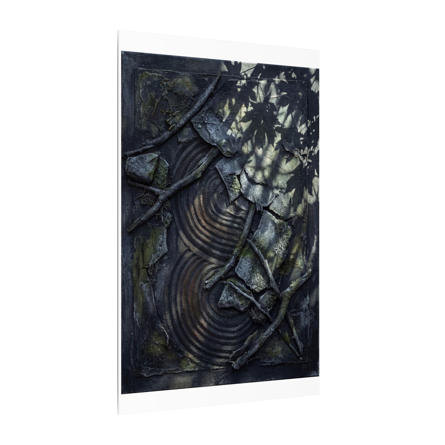 Rock Garden Canvas Art | Winter Dark Japandi Dark Texture Art