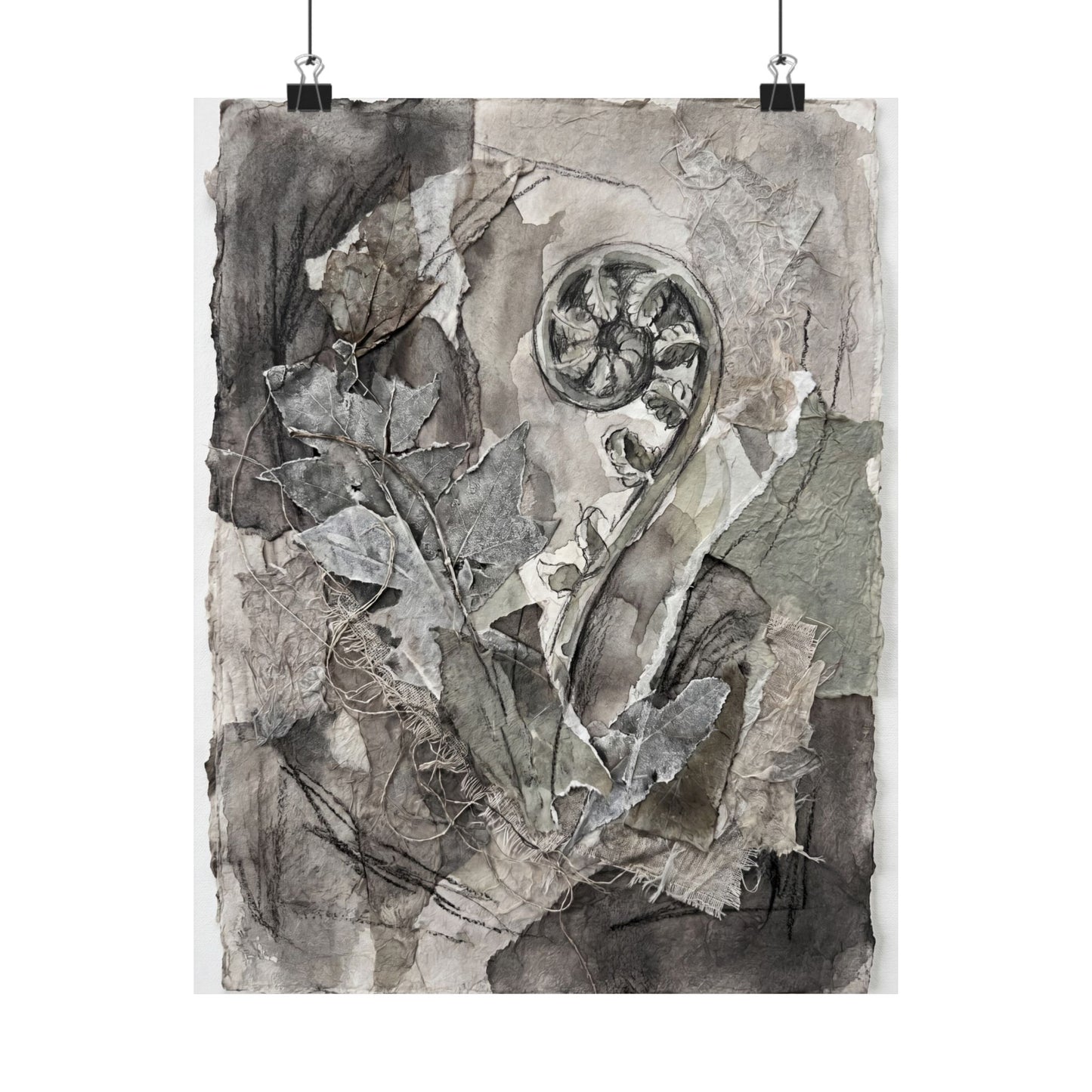Mono No Aware Fern Unfurling Wall Art Print - Japandi Texture