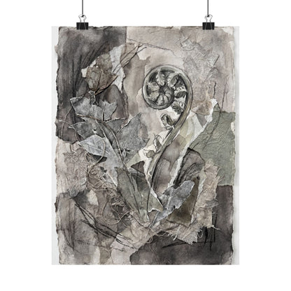 Mono No Aware Fern Unfurling Wall Art Print - Japandi Texture
