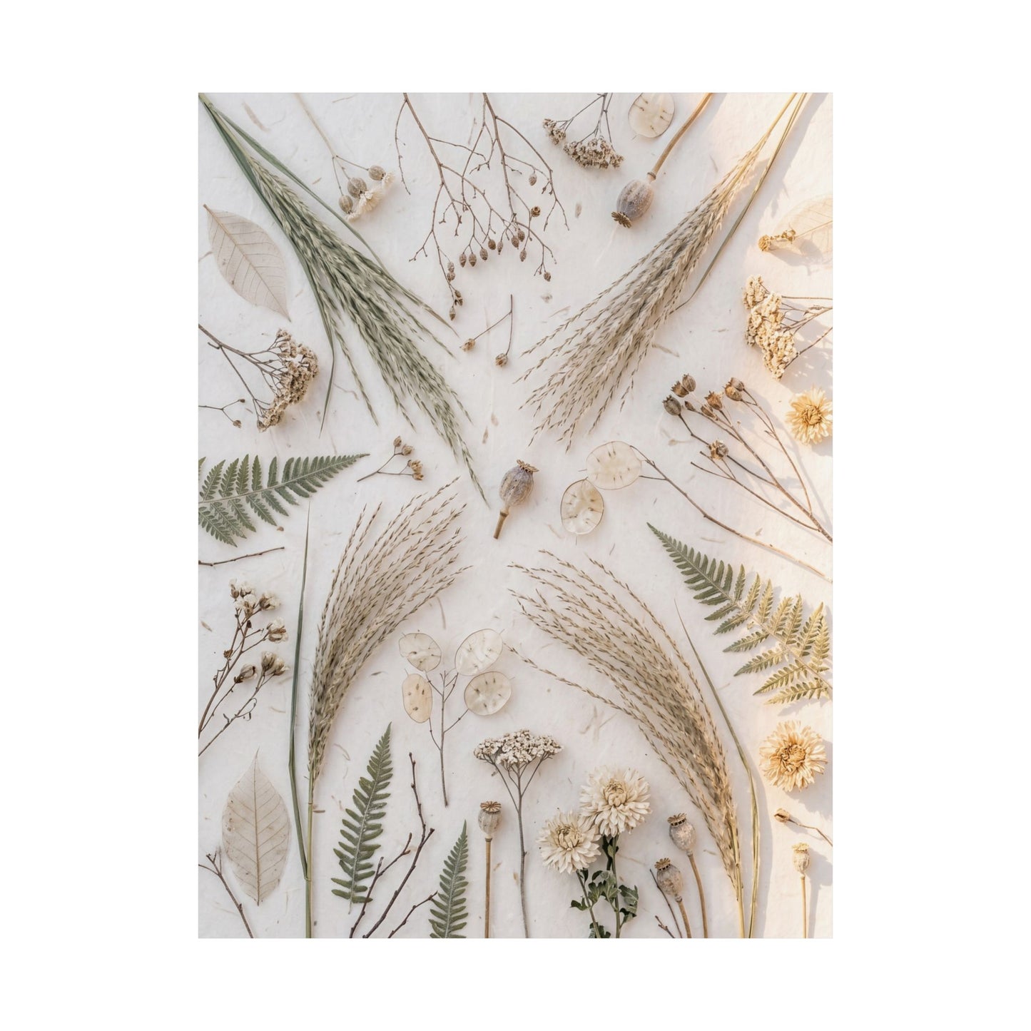 Cozy Dried Flowers Wall Art Print - Japanese Pattern Japandi