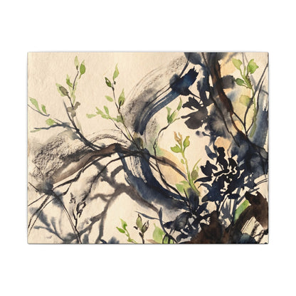 Ma Shadow Play Canvas Art - Dark Japandi Charcoal Ink