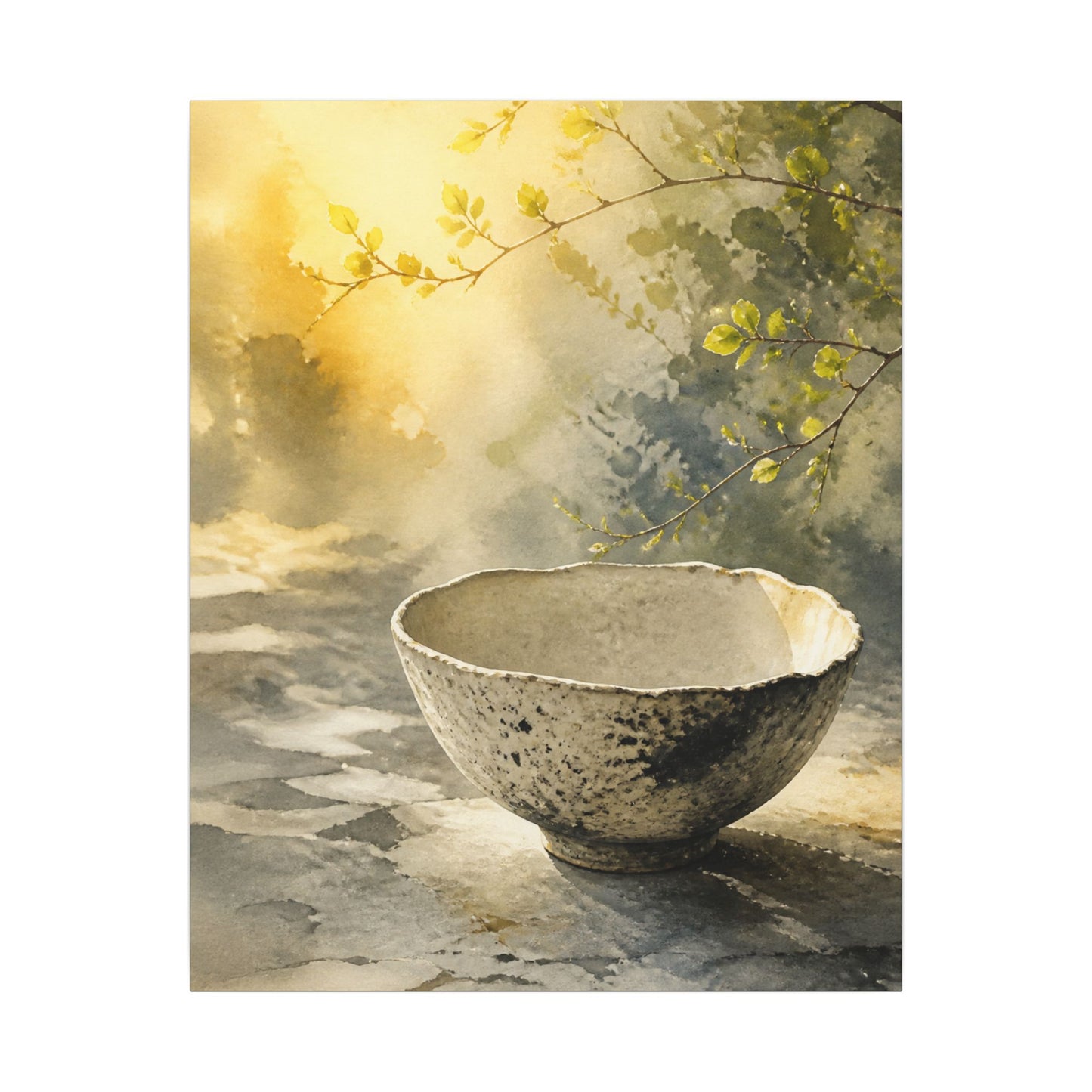Cozy Ceramic Bowl Canvas Art - Watercolor Japandi